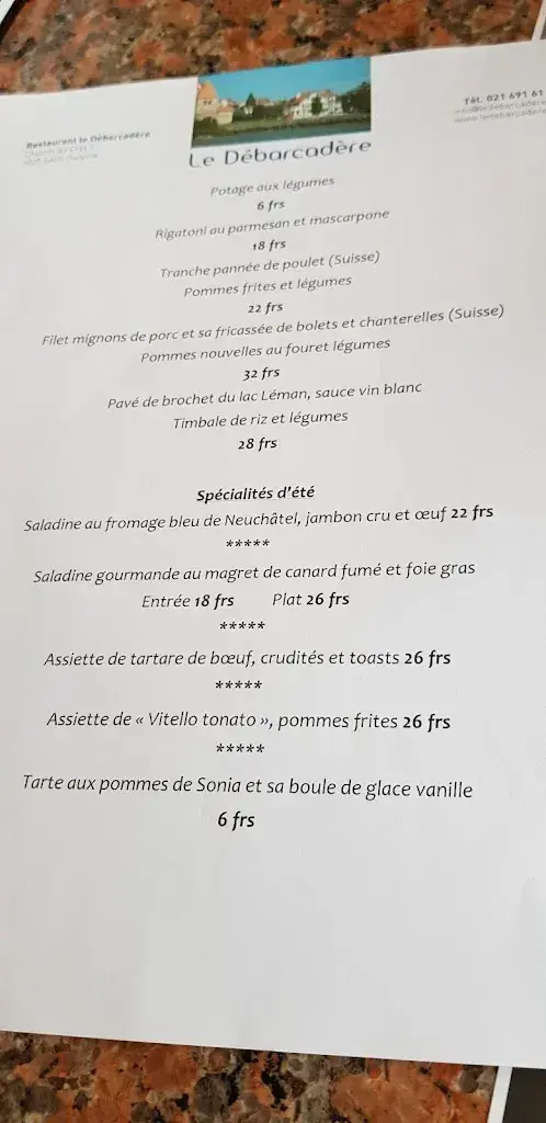 Menu_Café-Restaurant Le Débarcadère_Saint-Sulpice_imagen_1