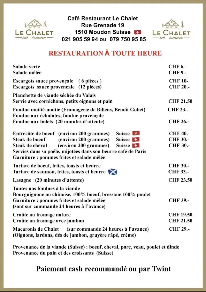 Menu_Café restaurant Le Chalet à Moudon_Moudon_image_2