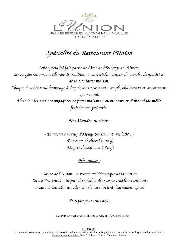 Menu_Auberge de l'Union à Arzier_Arzier-Le Muids_image_4