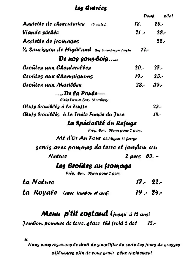 Refuge & Restaurant de la Trélasse ristorante a Saint-Cergue