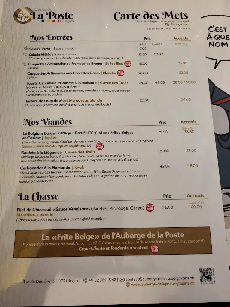 Restaurant Auberge de la Poste Gingins - Bernard Moretto_Gingins_menu_image_1