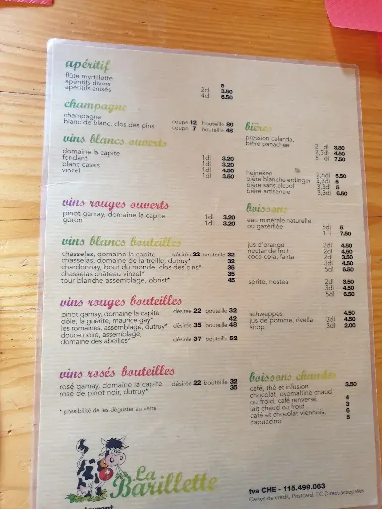 Menü_Restaurant La Barillette_Gingins_Bild_4