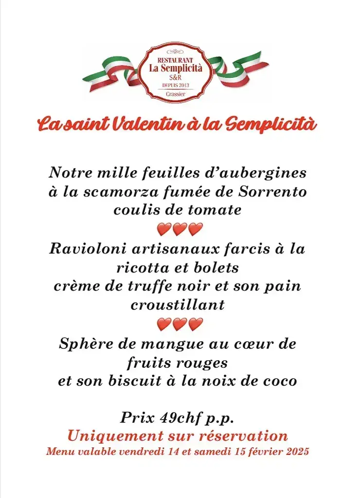 Restaurant La Semplicità_Crassier_menu_image_1