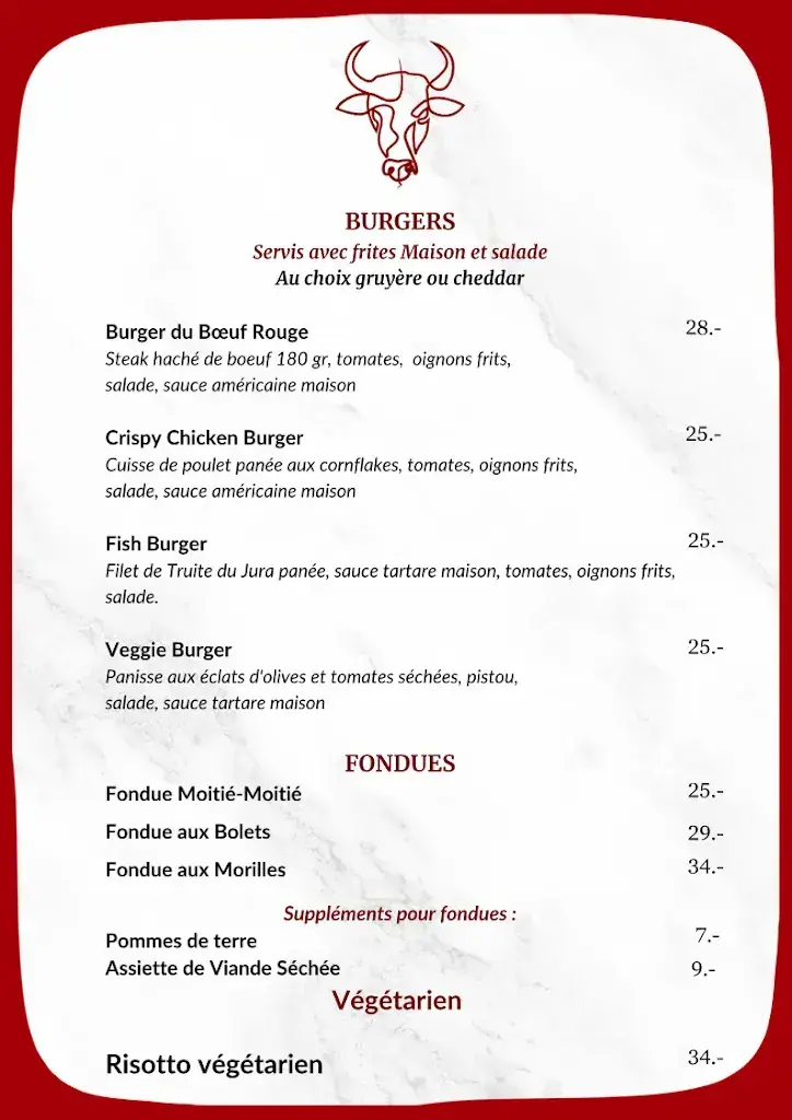 Menu_Au Boeuf Rouge - Restaurant & Auberge Crassier_Crassier_immagine_2