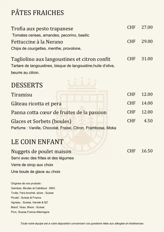 Menu_Auberge de Mies La Couronne_Mies_image_2
