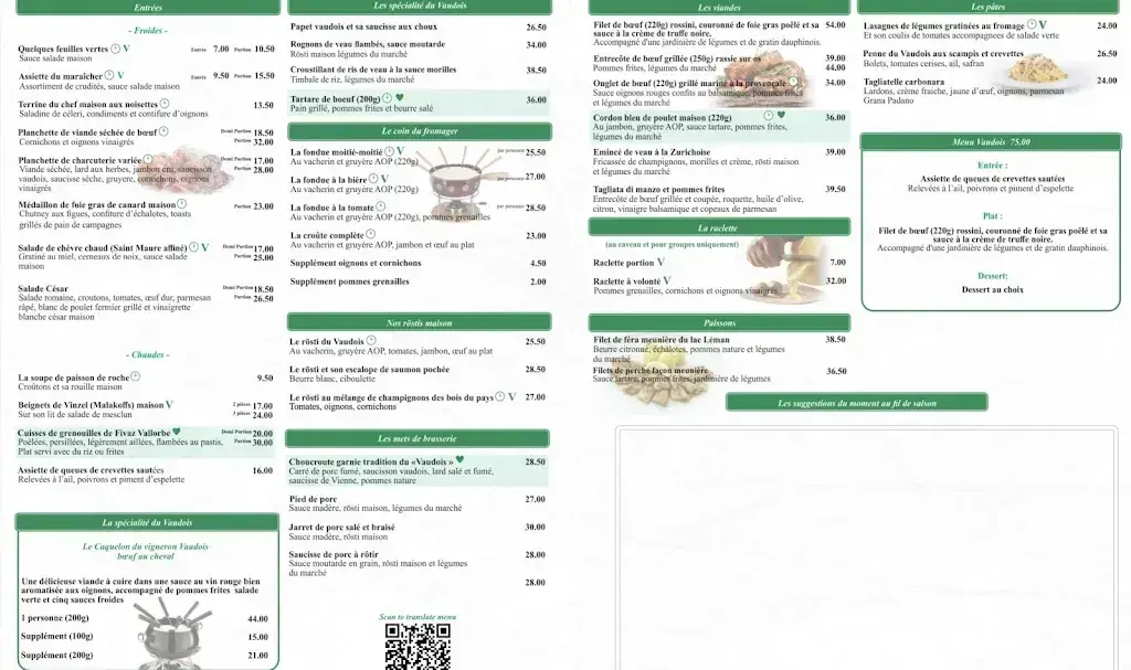 Restaurant - Brasserie Le Vaudois restaurant à Lausanne