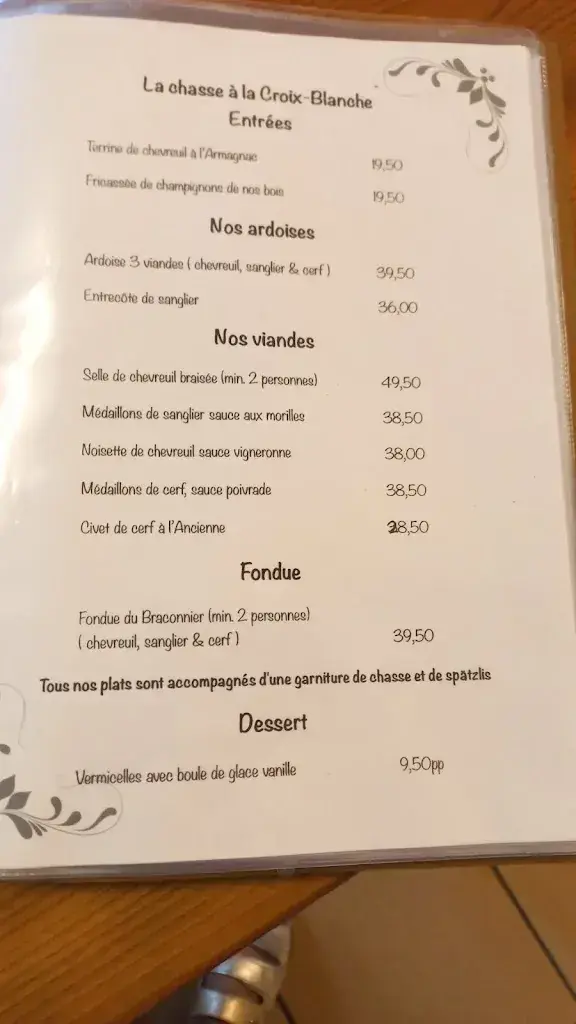 Menu_Auberge de la Croix-Blanche_Les Clées_immagine_2