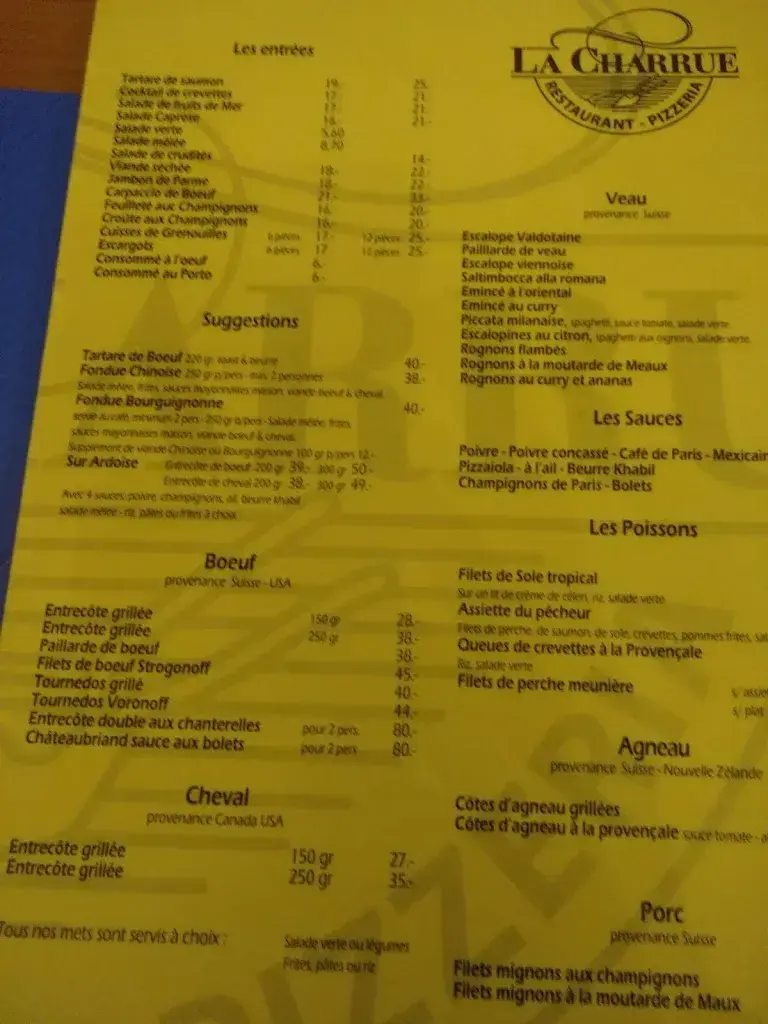 La Charrue restaurant à Orbe