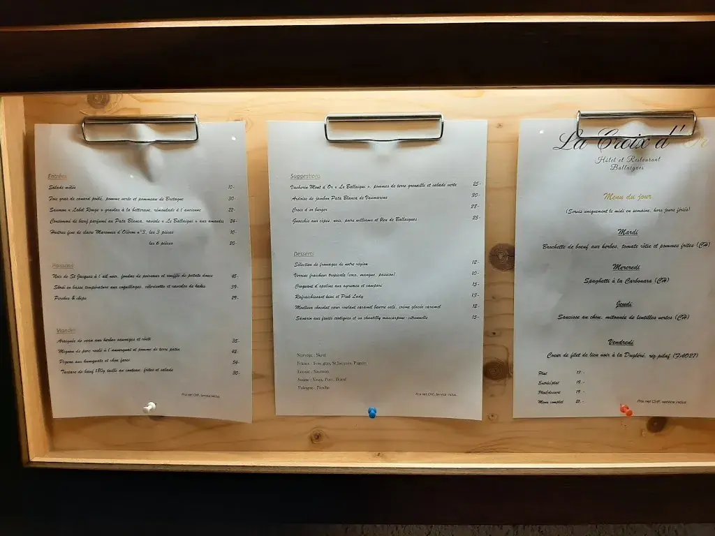 Menu_Hôtel-Restaurant La Croix d'Or_Ballaigues_image_2