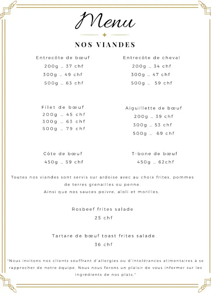 Le Phenix Vallorbe SteakHouse_Vallorbe_menu_image_1