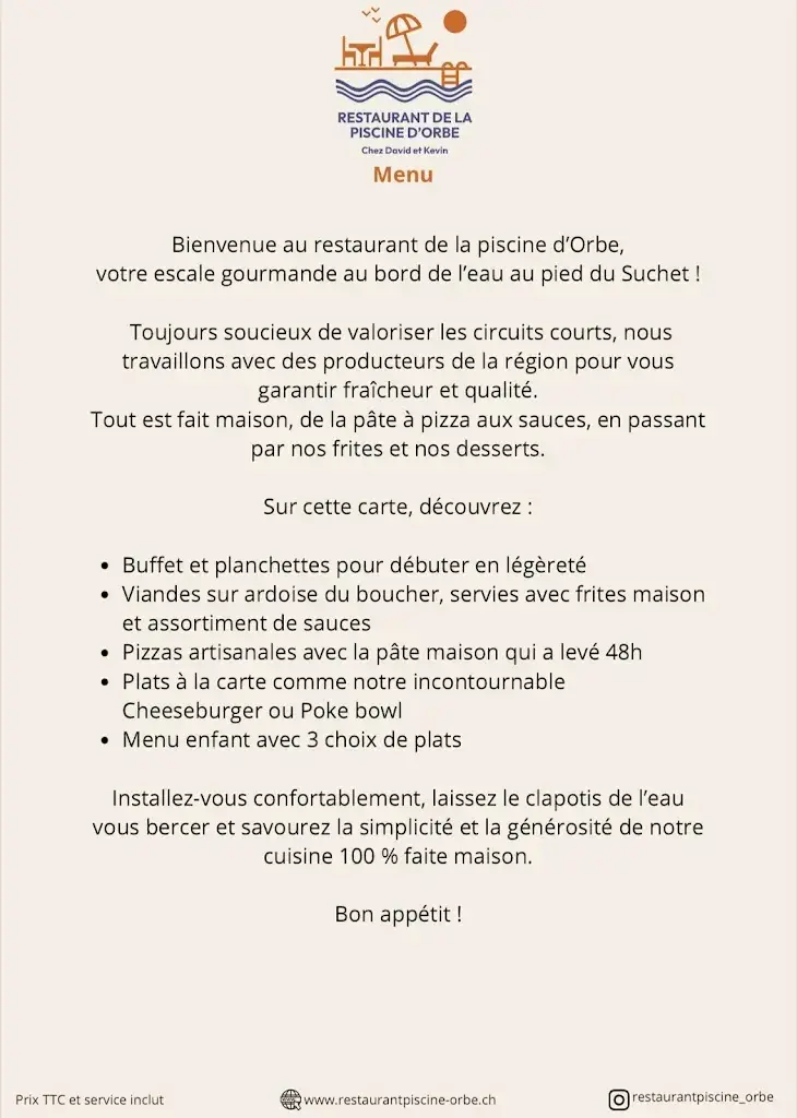 Menu_Restaurant de la piscine d'Orbe_Orbe_image_2