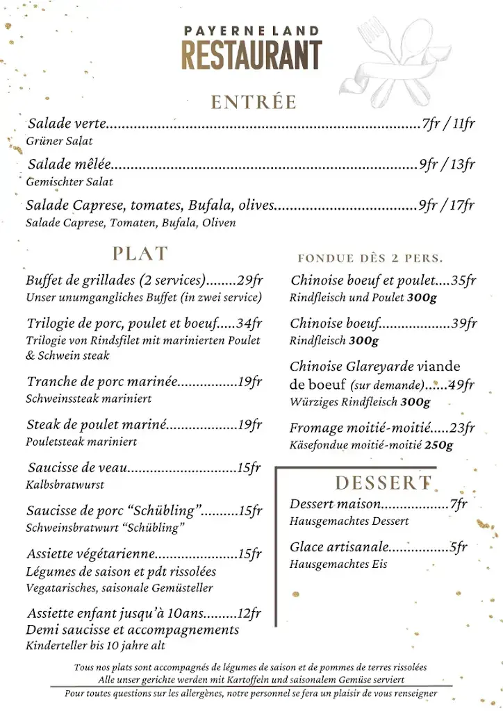 Menu_Payerneland Restaurant_Payerne_image_2