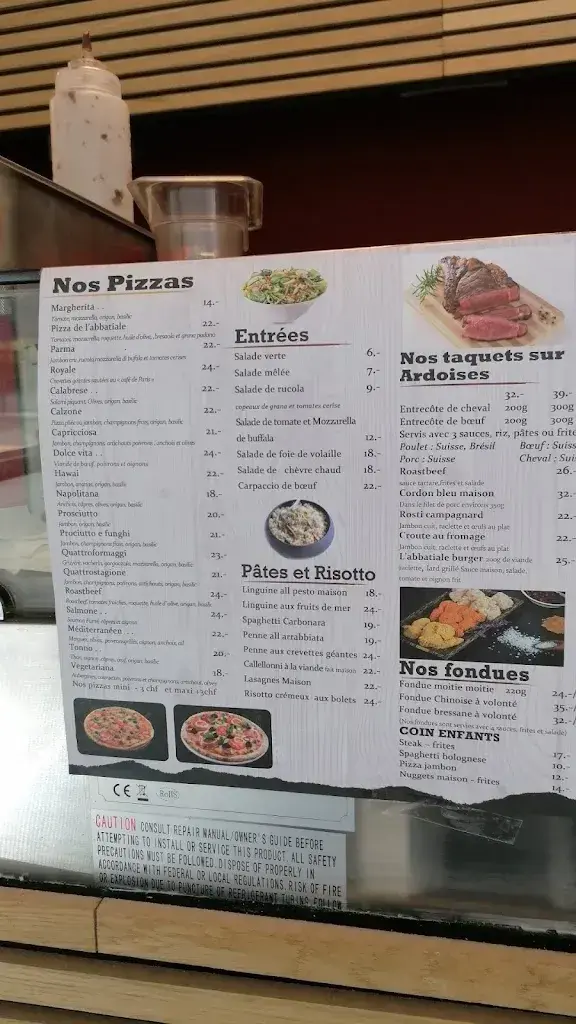 Menu_Brasserie Pizzeria de l'abbatiale - Payerne_Payerne_immagine_2