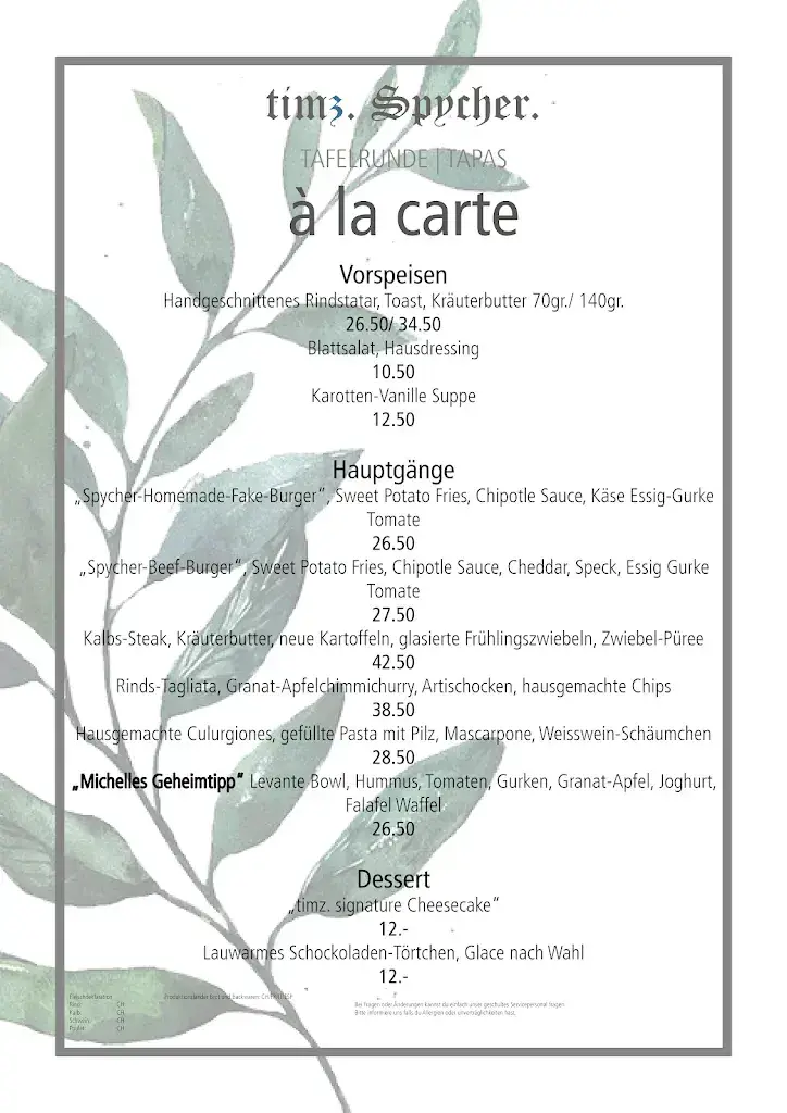 Menu_timz. Spycher. Tafelrunde | Tapas_Mettmenstetten_image_1