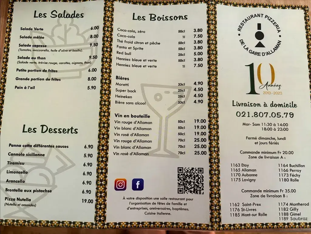 Restaurant Pizzeria de la Gare_Allaman_menu_image_1