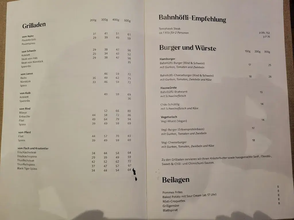 Menü_Steakhouse Bahnhof_Mettmenstetten_Bild_1