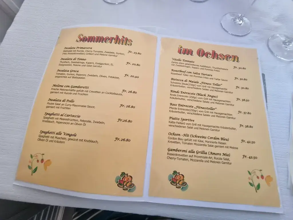 Menu_Gasthof zum Ochsen Restaurant Pizzeria_Düdingen_imagen_1