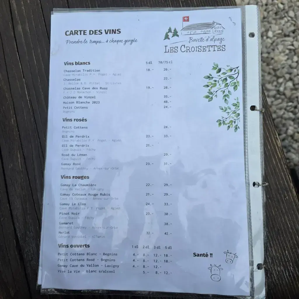 Menu_Restaurant Buvette d'Alpage les Croisettes_L'Abbaye_immagine_3