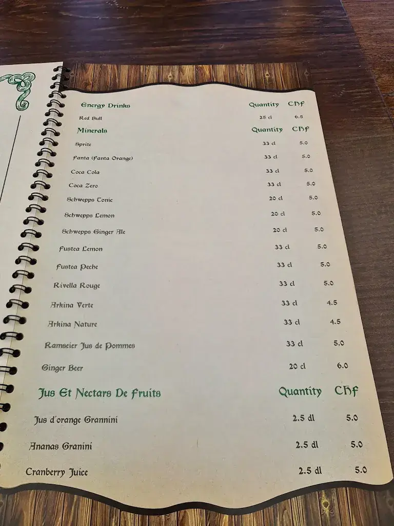 Menu_Barrel Oak, The Irish Pub_Montreux_image_3