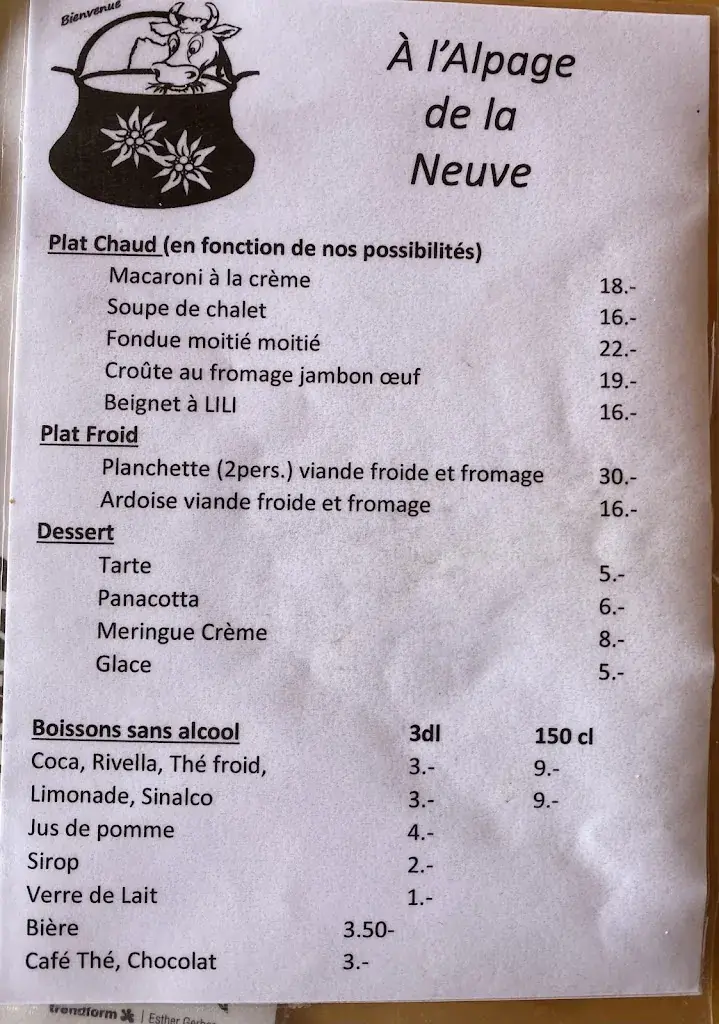 Menu_Alpage de la Neuve, Rte de Ste Hélène, 1807 Blonay_Blonay_image_2