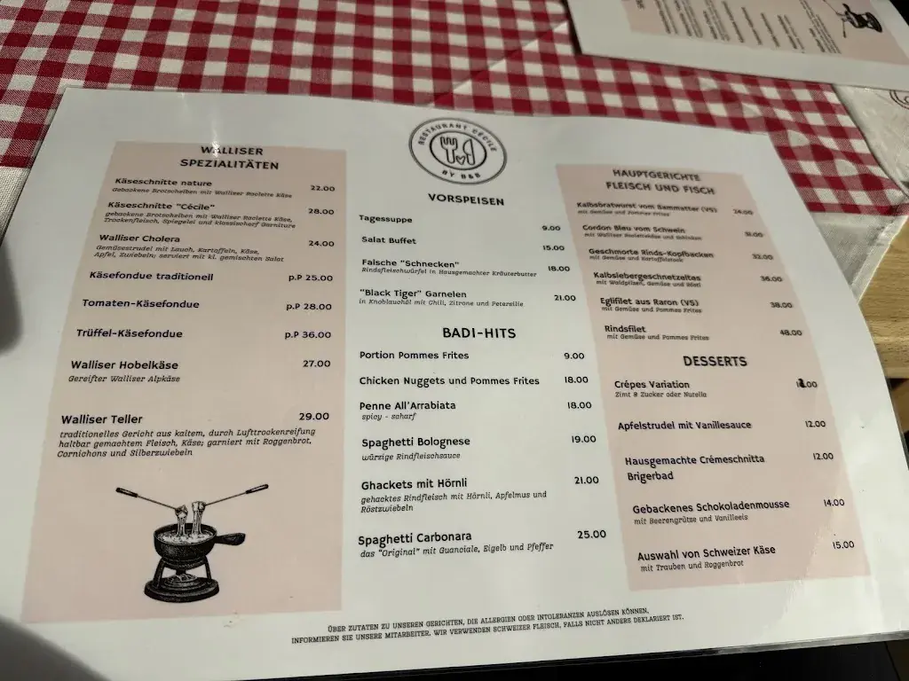 Restaurant Cécile by B & B restaurant in Brigerbad