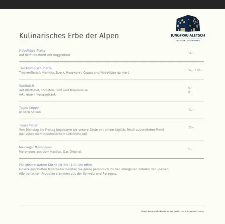 Menu_Restaurant Jungfrau - Aletsch_Naters_immagine_4