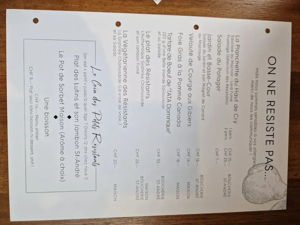 Menu_La Maison des Résistants - Bistrot - Cave - Traiteur - Brocante - Lieu de réception_Chamoson_image_2