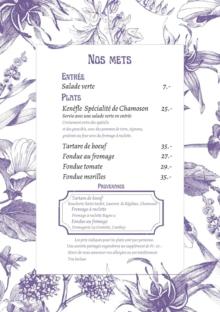 Restaurant les Violettes restaurant in Chamoson