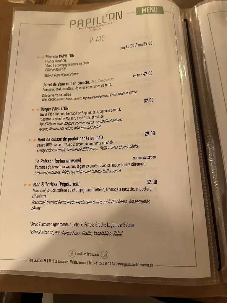 PAPILL'ON - Bistro Alpin_Riddes_menu_image_1