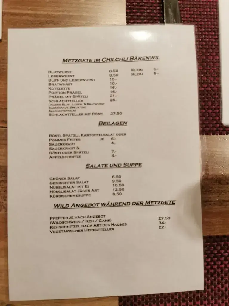 Restaurant Chilchli Bärenwil restaurant à Langenbruck