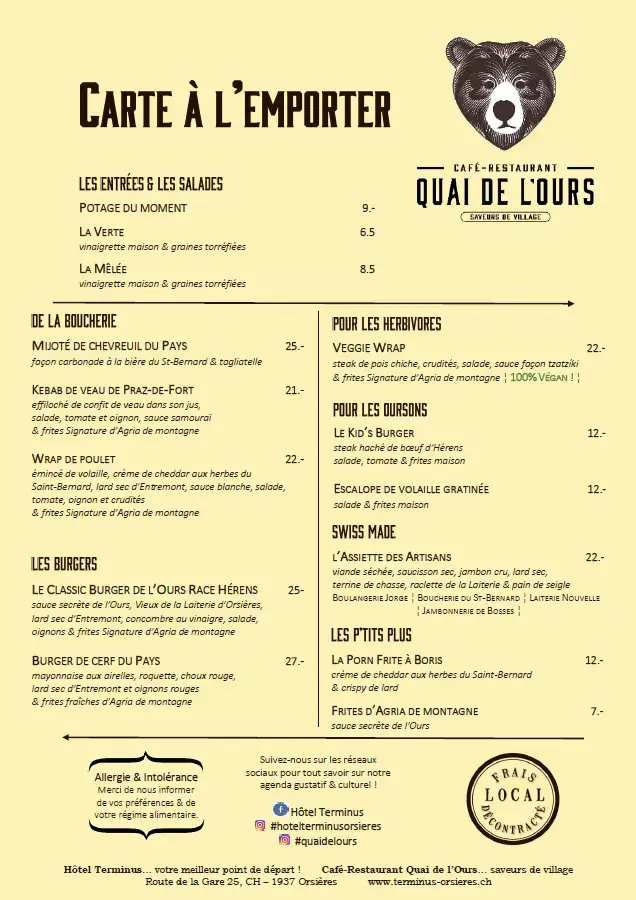 Café-Restaurant Quai de l'Ours restaurant à Orsières