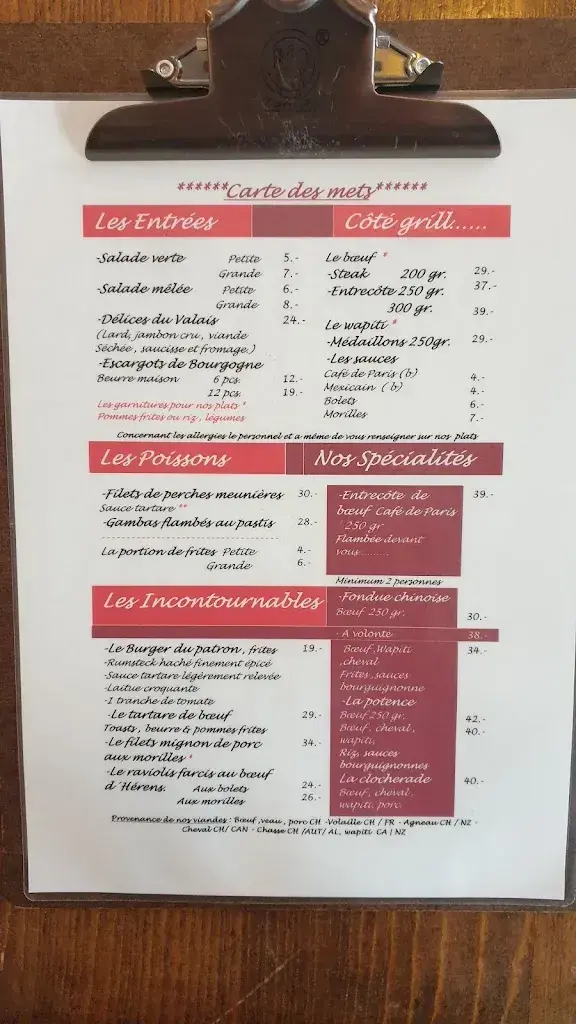 Menu_Café-Restaurant de la gare_Sembrancher_immagine_1