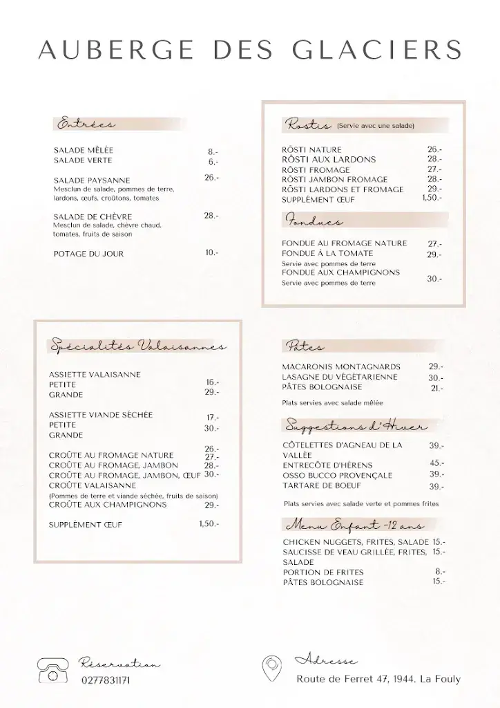 Auberge-restaurant des Glaciers ristorante a La Fouly