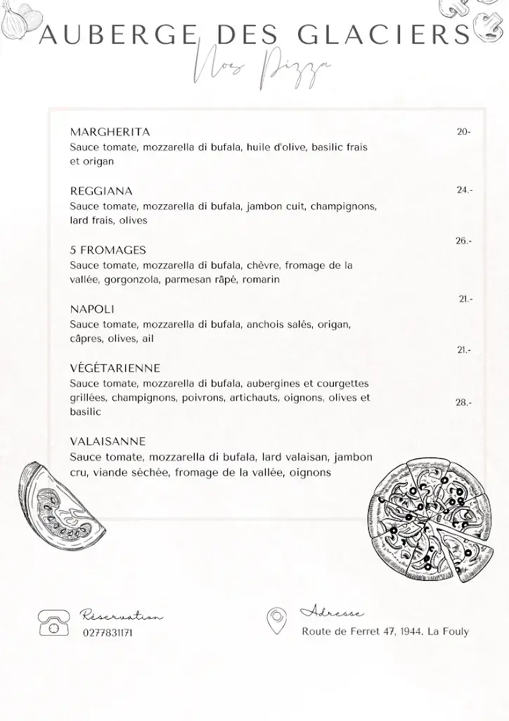 Menu_Auberge-restaurant des Glaciers_La Fouly_immagine_4