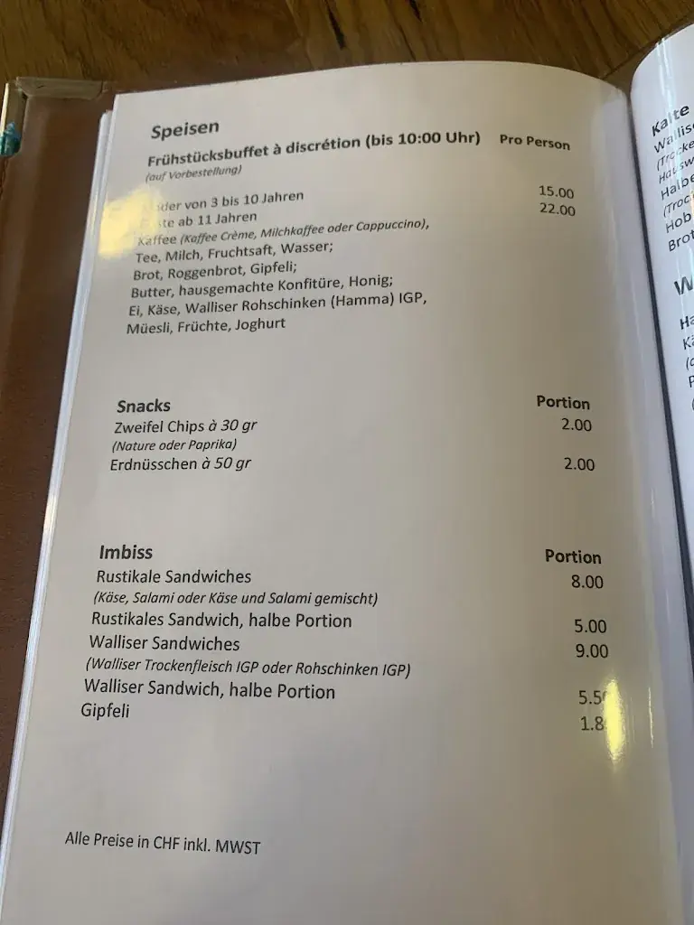 B&B Hängebrigga restaurant in Ernen