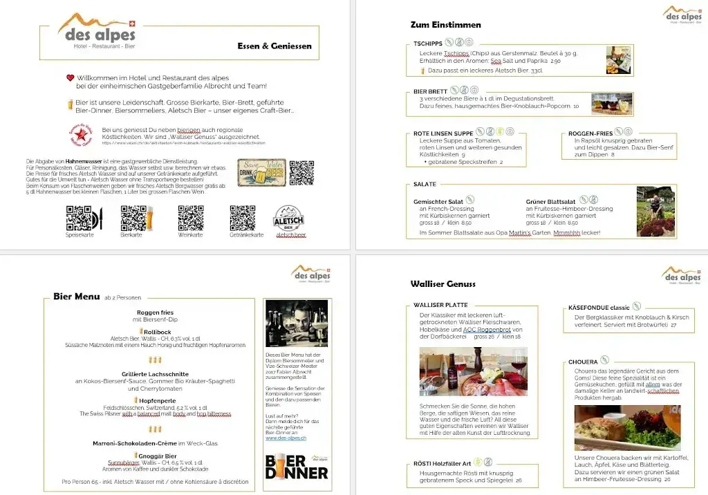 Hotel des alpes Fiesch ristorante a Fiesch