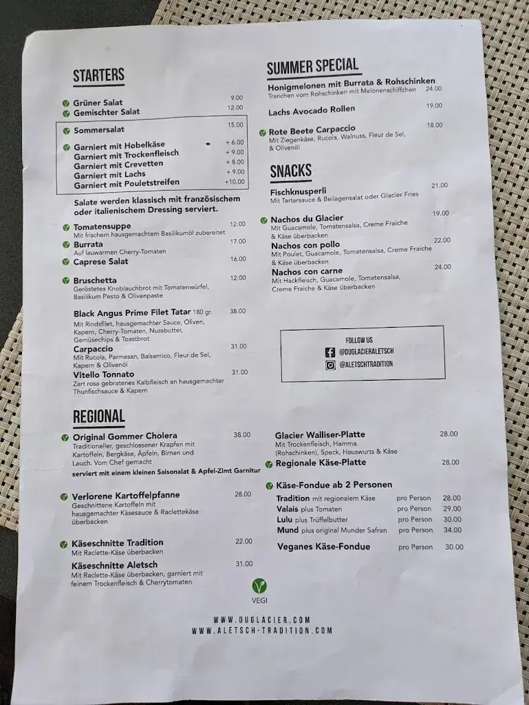 Menu_DU GLACIER Boutique & Traditions Hotel, Restaurant & Lounge_Fiesch_image_2