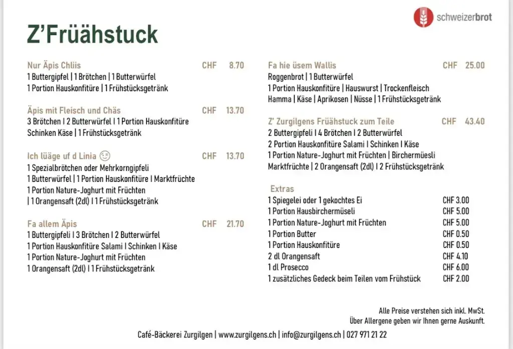 Café-Bäckerei Zurgilgen AG restaurant à Fiesch