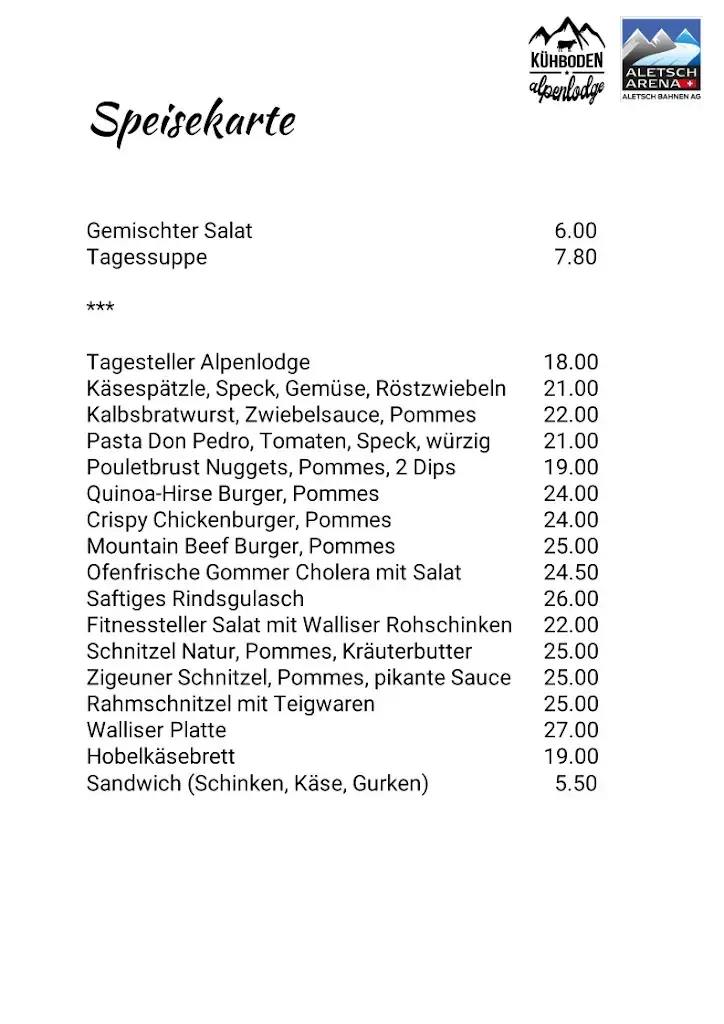 Alpenlodge Kühboden restaurant in Fiesch