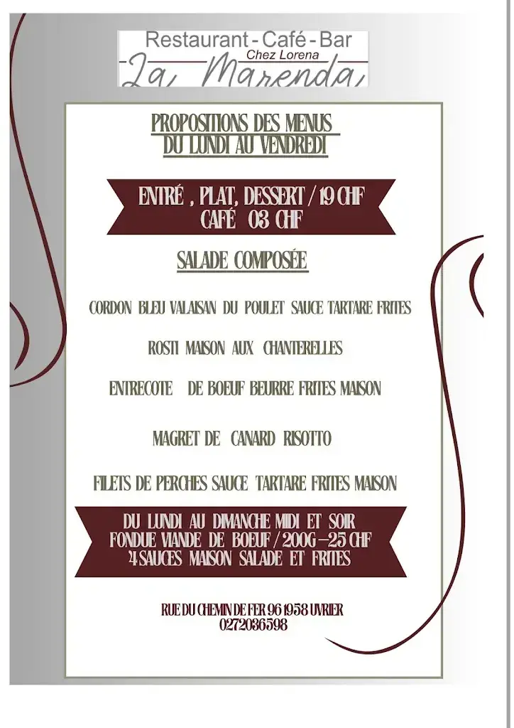 Menü_Café-Restaurant La Marenda Chez Lorena_uvrier_Bild_2
