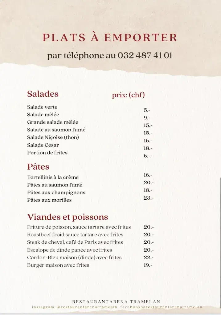 Menu_Restaurant Arena Tramelan_Tramelan_image_2