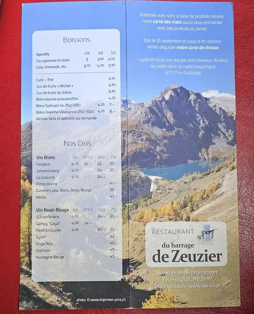 Menu_Restaurant du Barrage de Tseuzier_Ayent_image_3