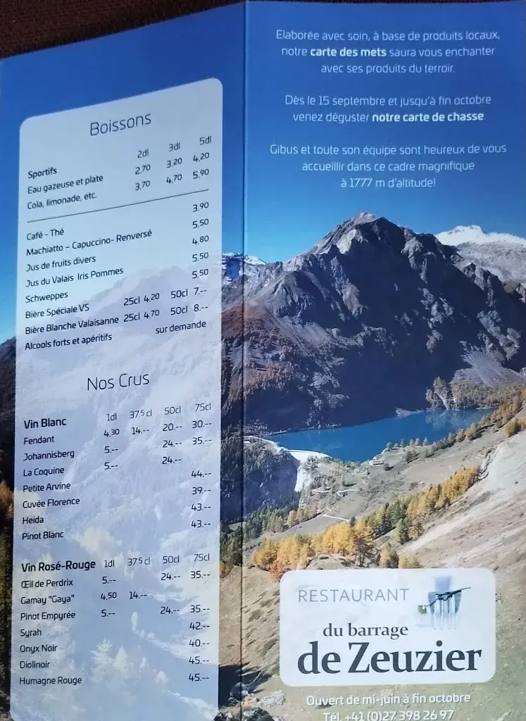 Menu_Restaurant du Barrage de Tseuzier_Ayent_image_4