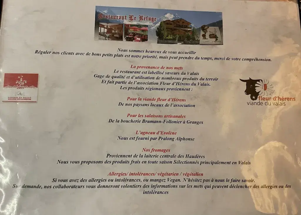 Menu_Café-Restaurant Le Refuge SA_Evolène_image_3