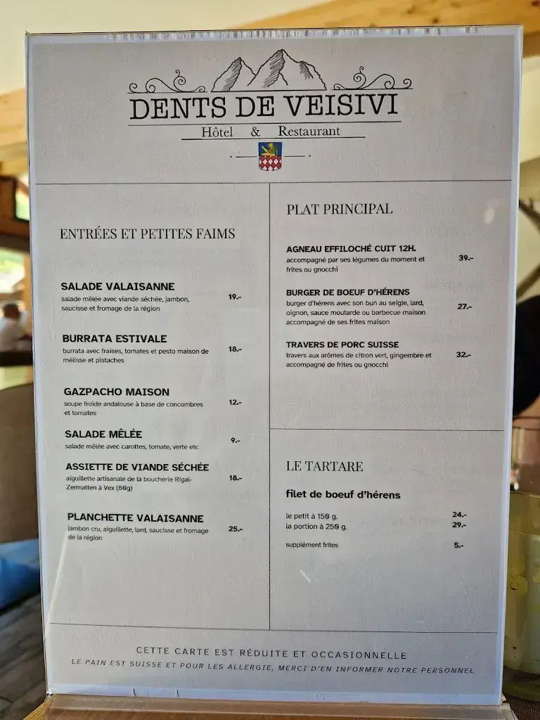 Restaurant Dents de Veisivi restaurant à Les Haudères