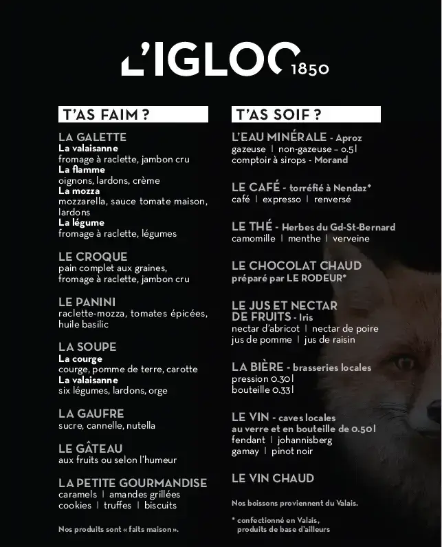 L'IGLOO 1850 Restaurant in Les Collons