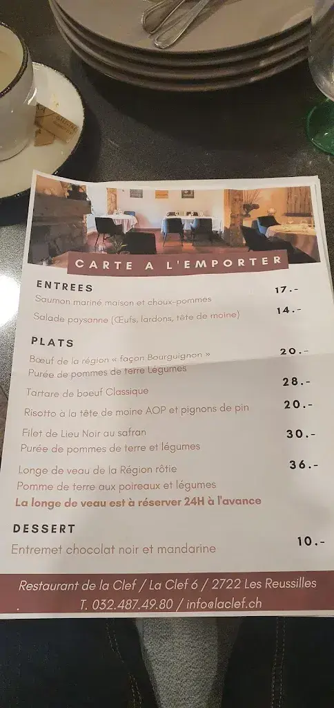 Menu_Hôtel-restaurant de La Clef_Les Reussilles_image_2