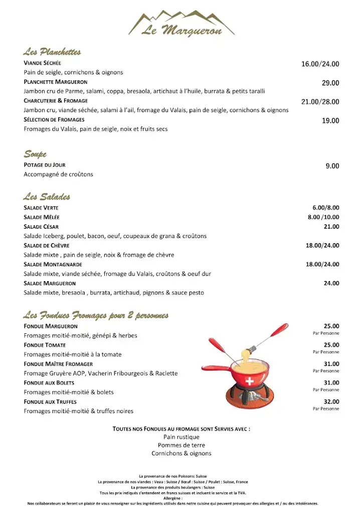 Le Margueron restaurant à Vercorin