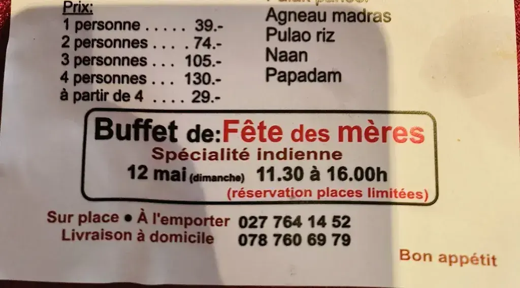 Café-Restaurant-indien du valais Le Progrès à Vernayaz_Vernayaz_menu_image_1