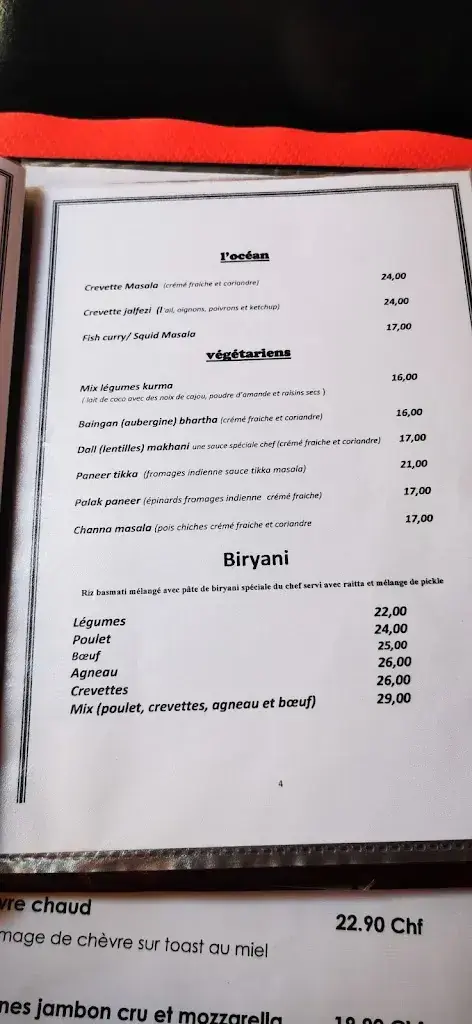 Menu_Café-Restaurant-indien du valais Le Progrès à Vernayaz_Vernayaz_image_4